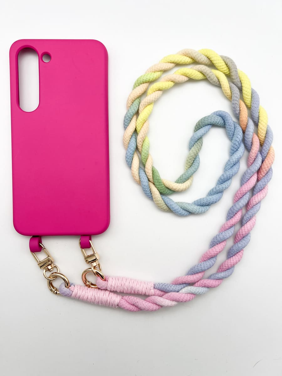 Set Handykette BALI RAINBOW mit Hülle HOT PINK für Samsung