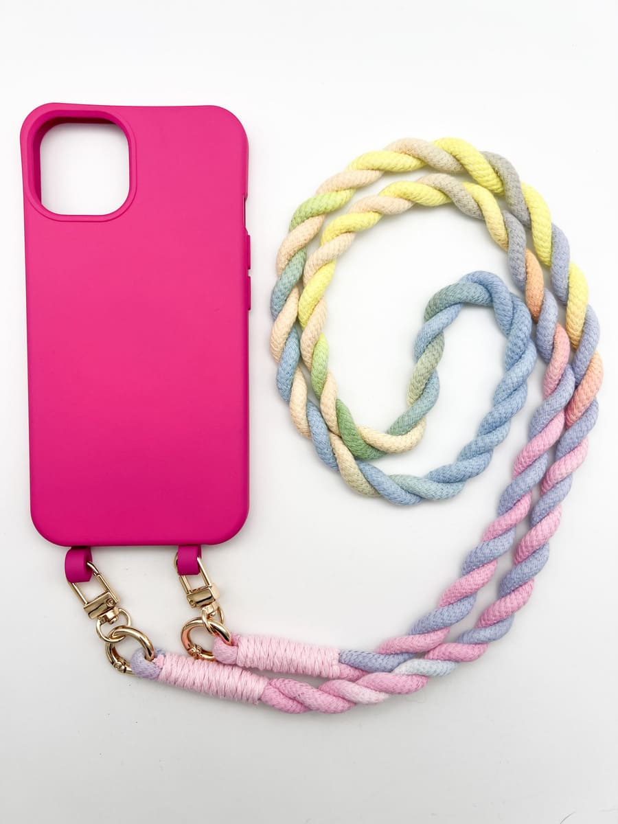 Set Handykette BALI RAINBOW mit Hülle HOT PINK für iPhone