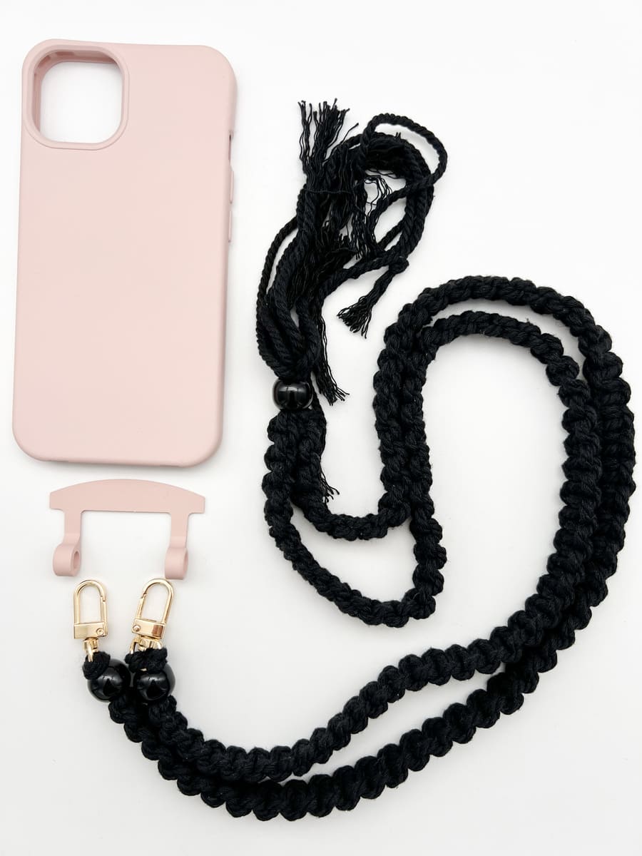 Set Handykette BOHO BLACK mit Hülle CANDY für iPhone
