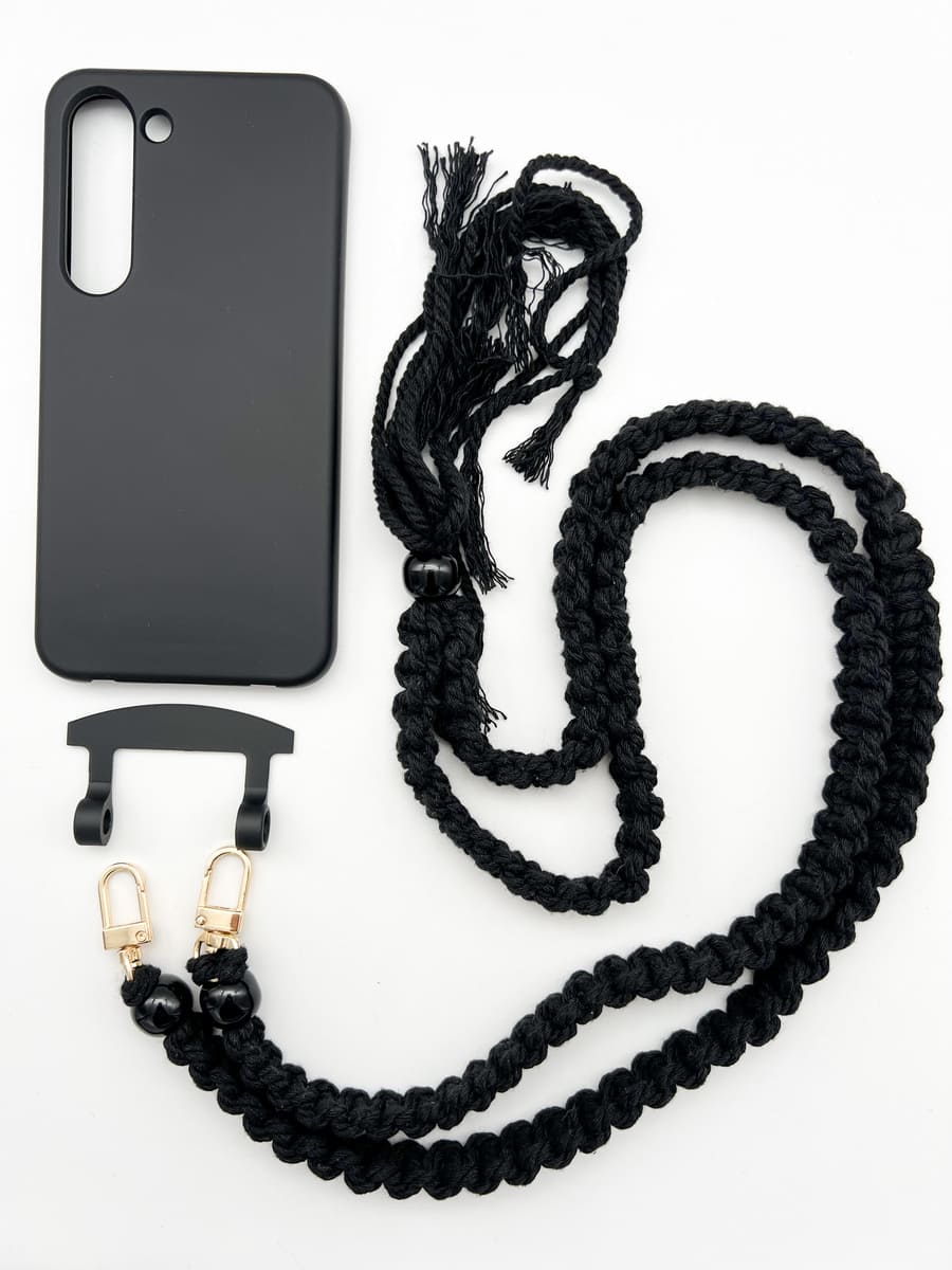Set Handykette BOHO BLACK mit Hülle COAL für Samsung