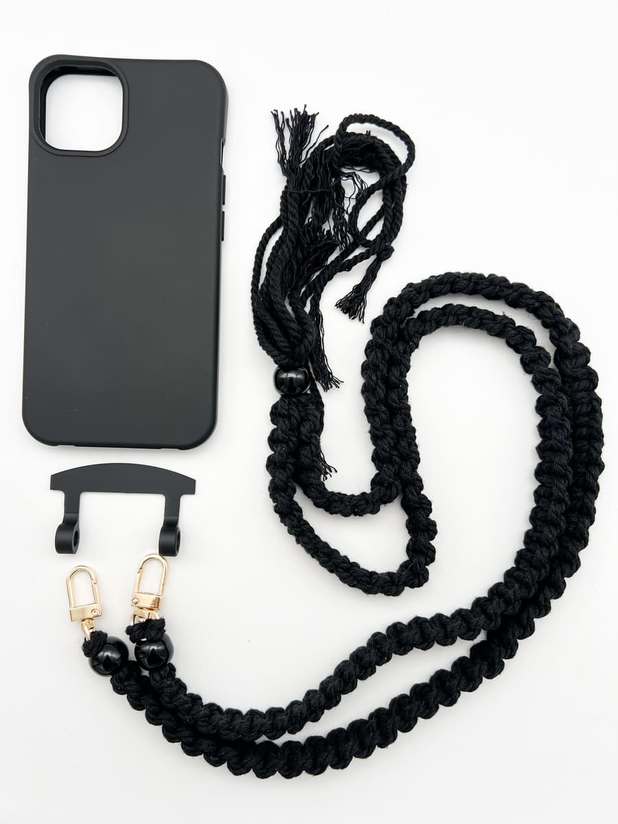 Set Handykette BOHO BLACK mit Hülle COAL für iPhone