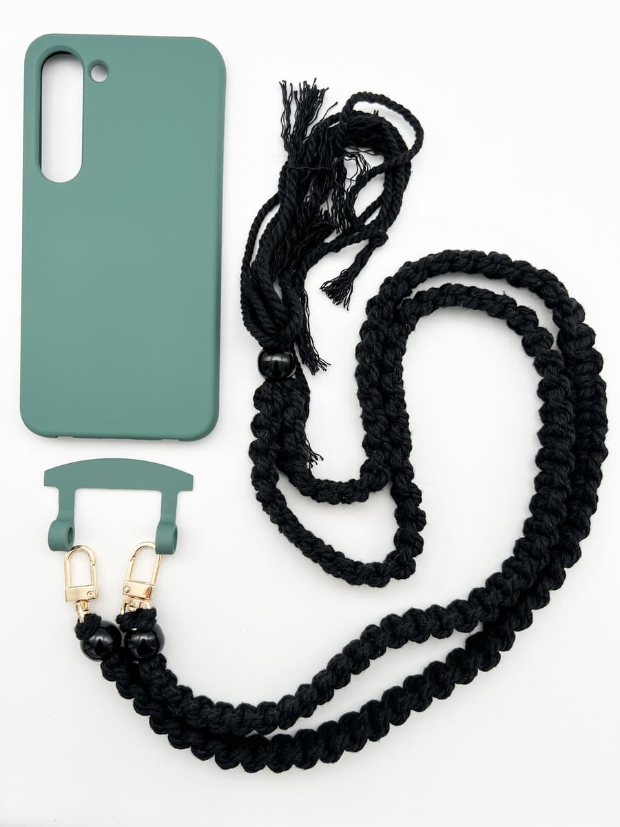 Set Handykette BOHO BLACK mit Hülle OCEAN für Samsung