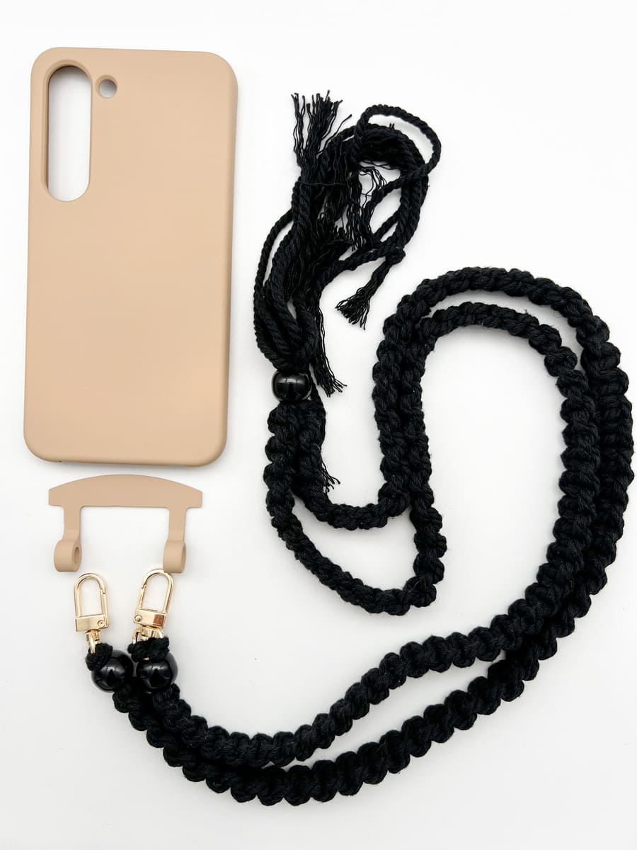 Set Handykette BOHO BLACK mit Hülle TOFFEE für Samsung