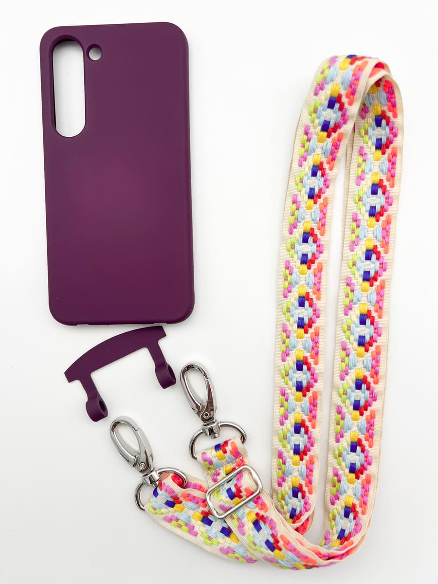 Set Handykette FLEUR NEON mit Hülle BERRY für Samsung