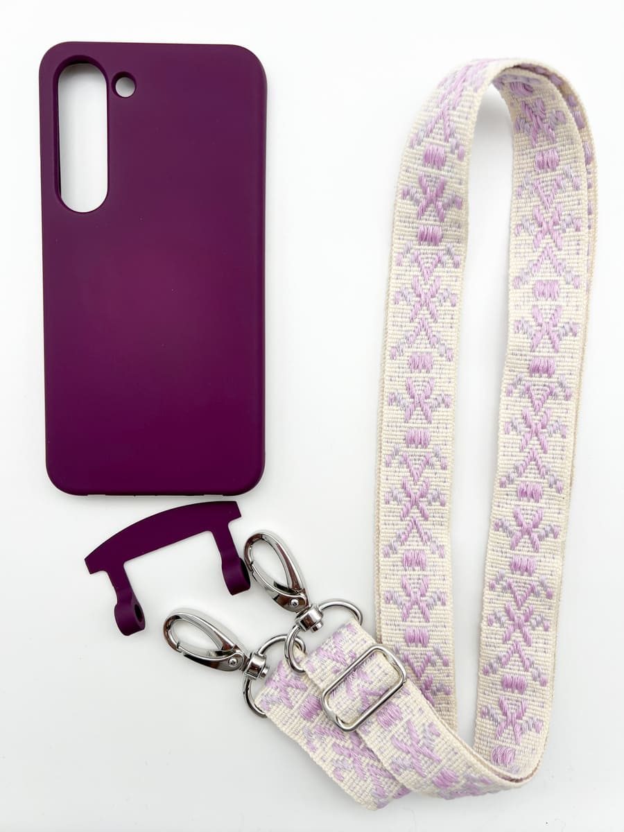 Set Handykette FLOWERS PURPLE mit Hülle BERRY für Samsung