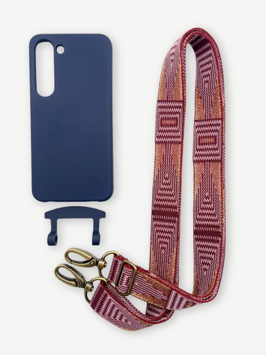 Set Handykette GOLDEN BERRY mit Hülle NAVY für Samsung