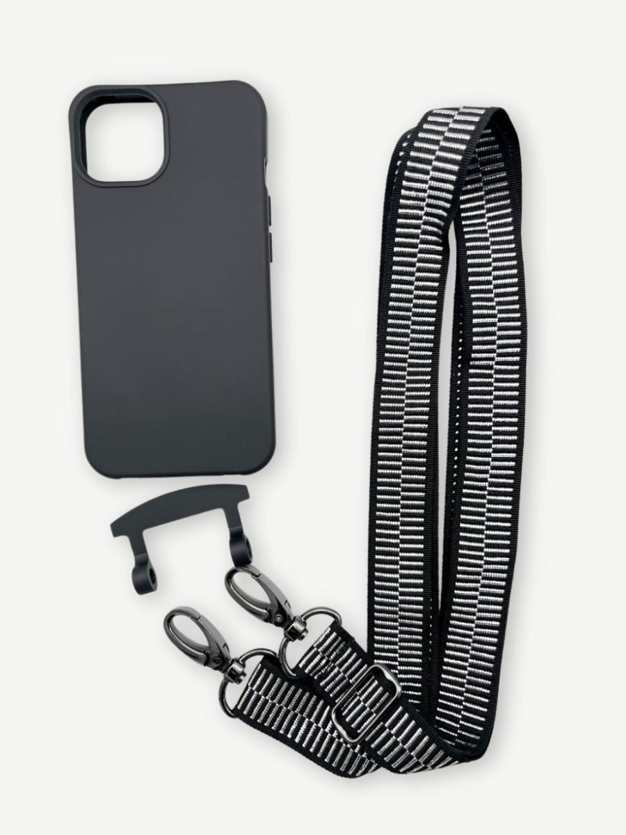 Set Handykette Glitter silver  hülle coal iPhone