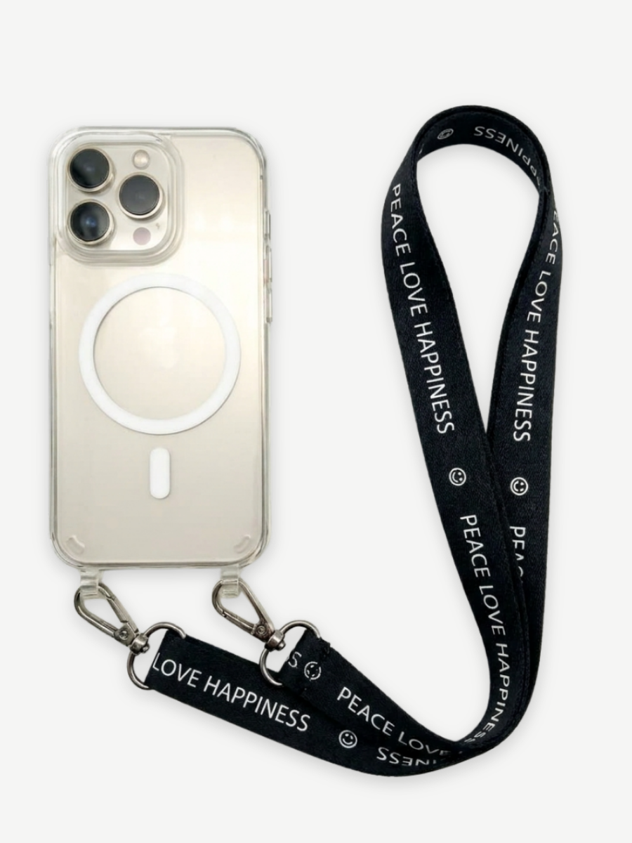 Set Handykette HAPPINESS mit Hülle AIR transparent
