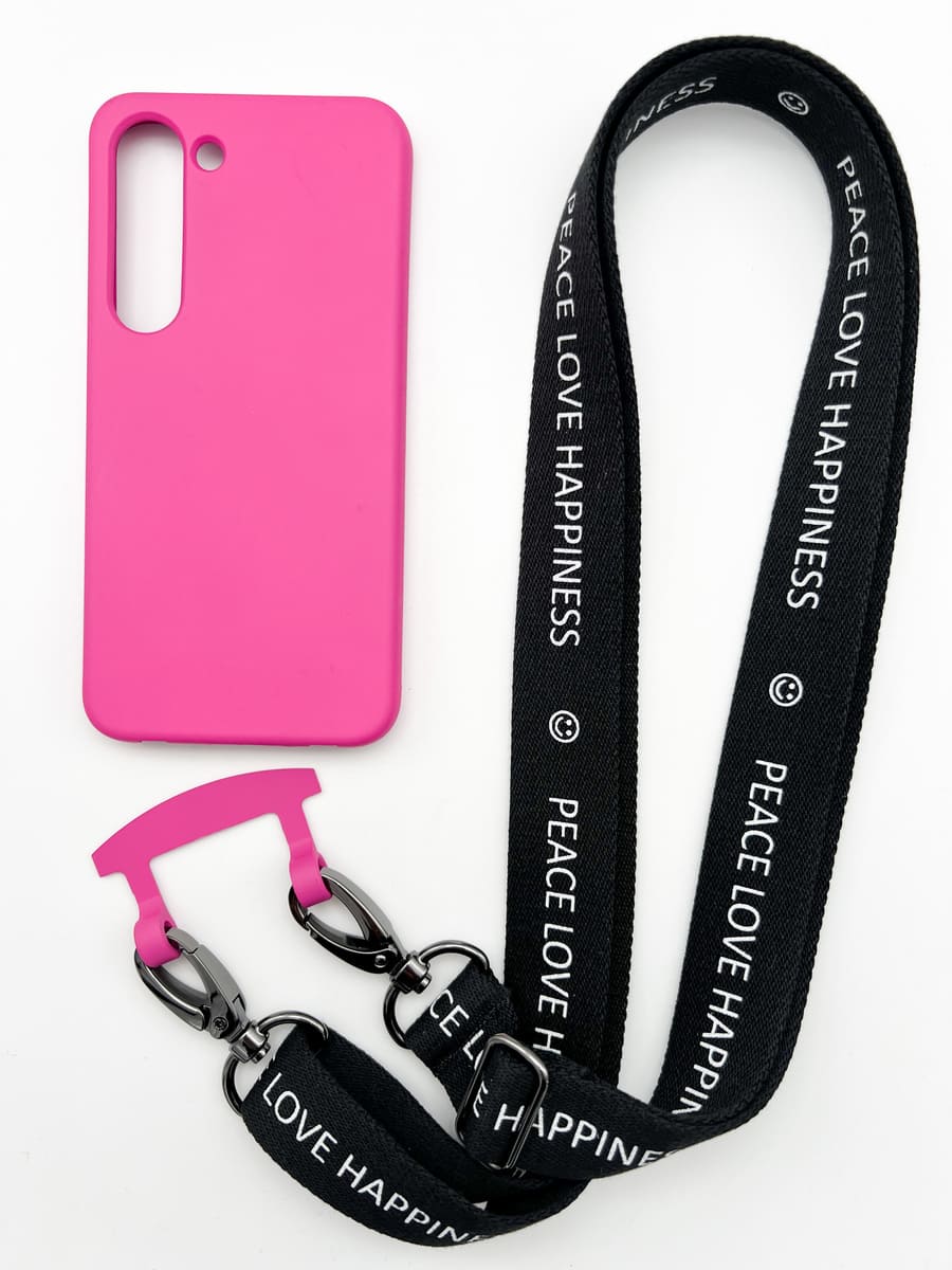 Set Handykette HAPPINESS mit Hülle HOT PINK für Samsung