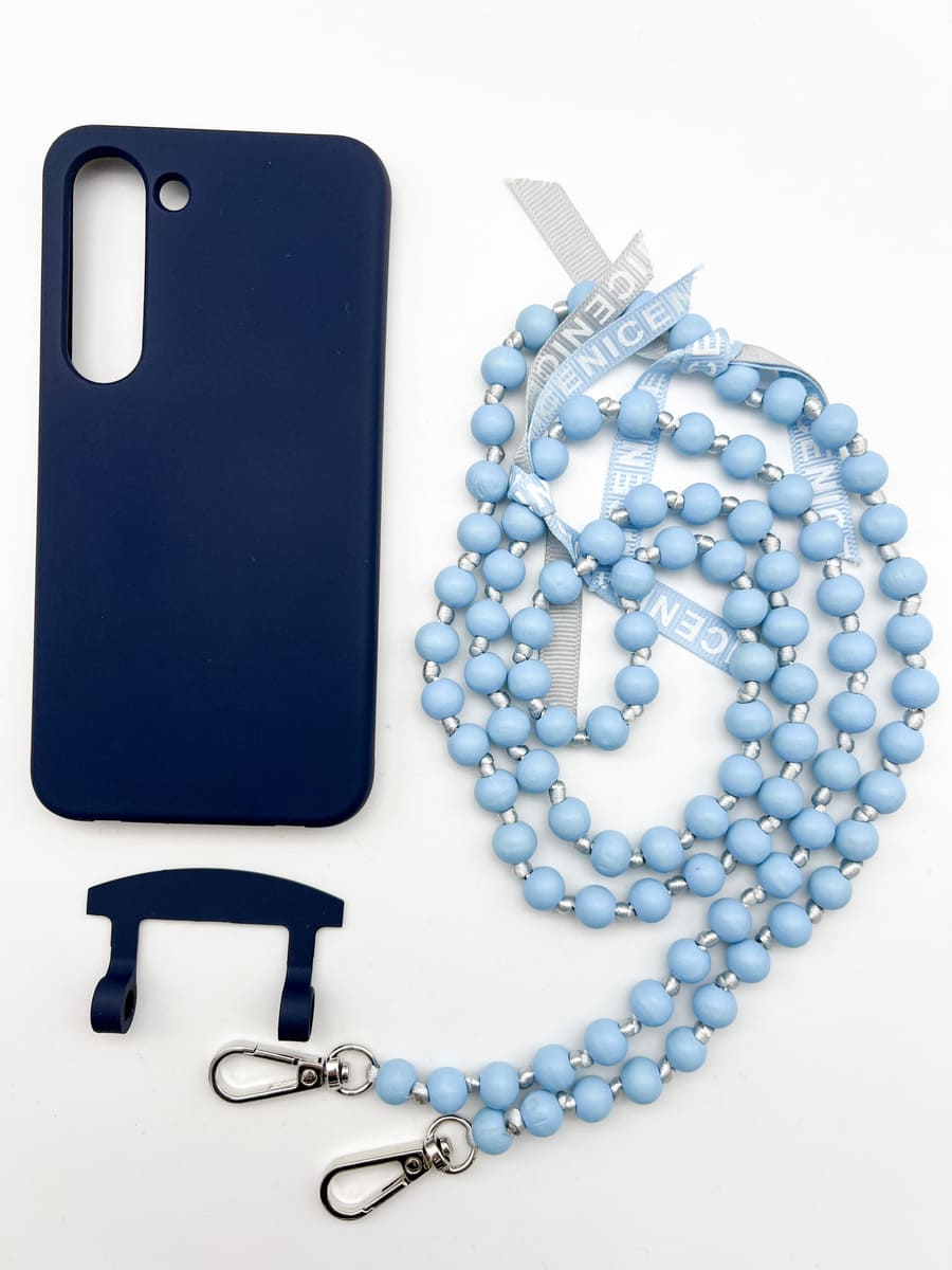 Set Handykette IBIZA BABY BLUE mit Hülle NAVY für Samsung
