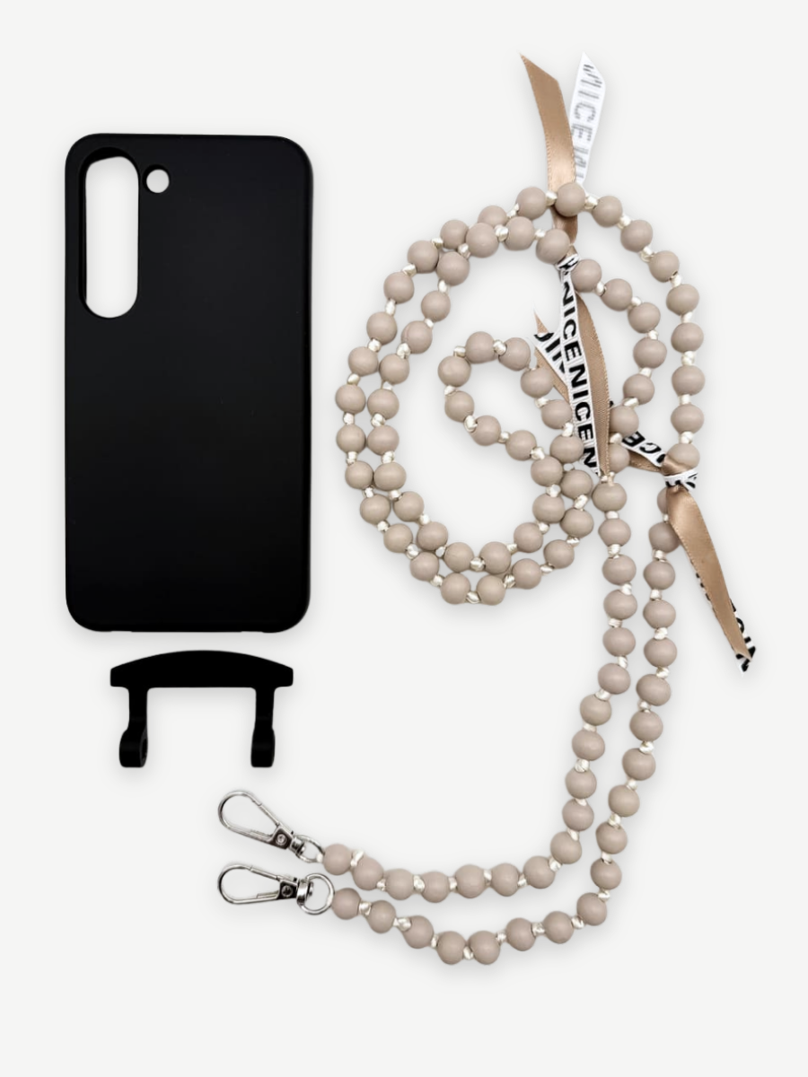 Set Handykette IBIZA BEIGE mit Hülle COAL für Samsung