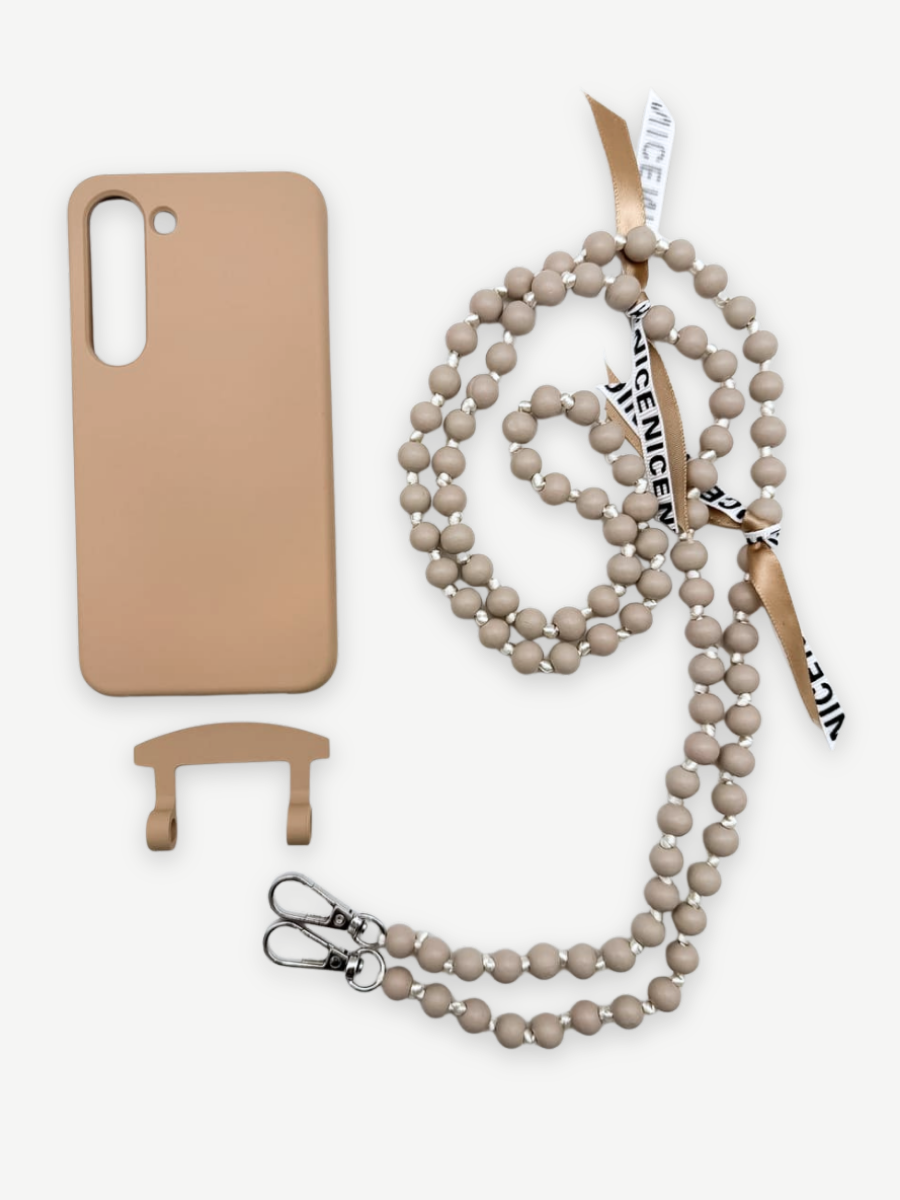 Set Handykette IBIZA BEIGE mit Hülle TOFFEE für Samsung