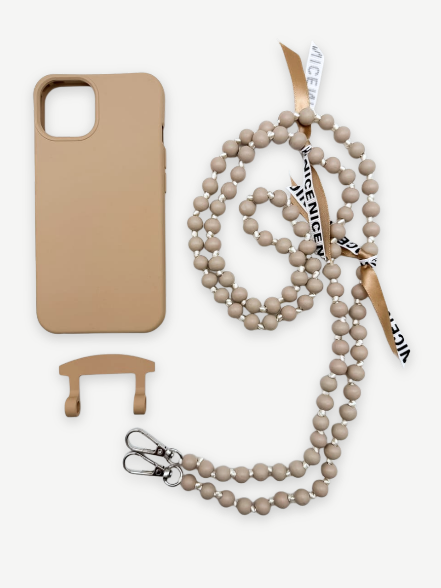 Set Handykette IBIZA BEIGE mit Hülle TOFFEE für iPhone