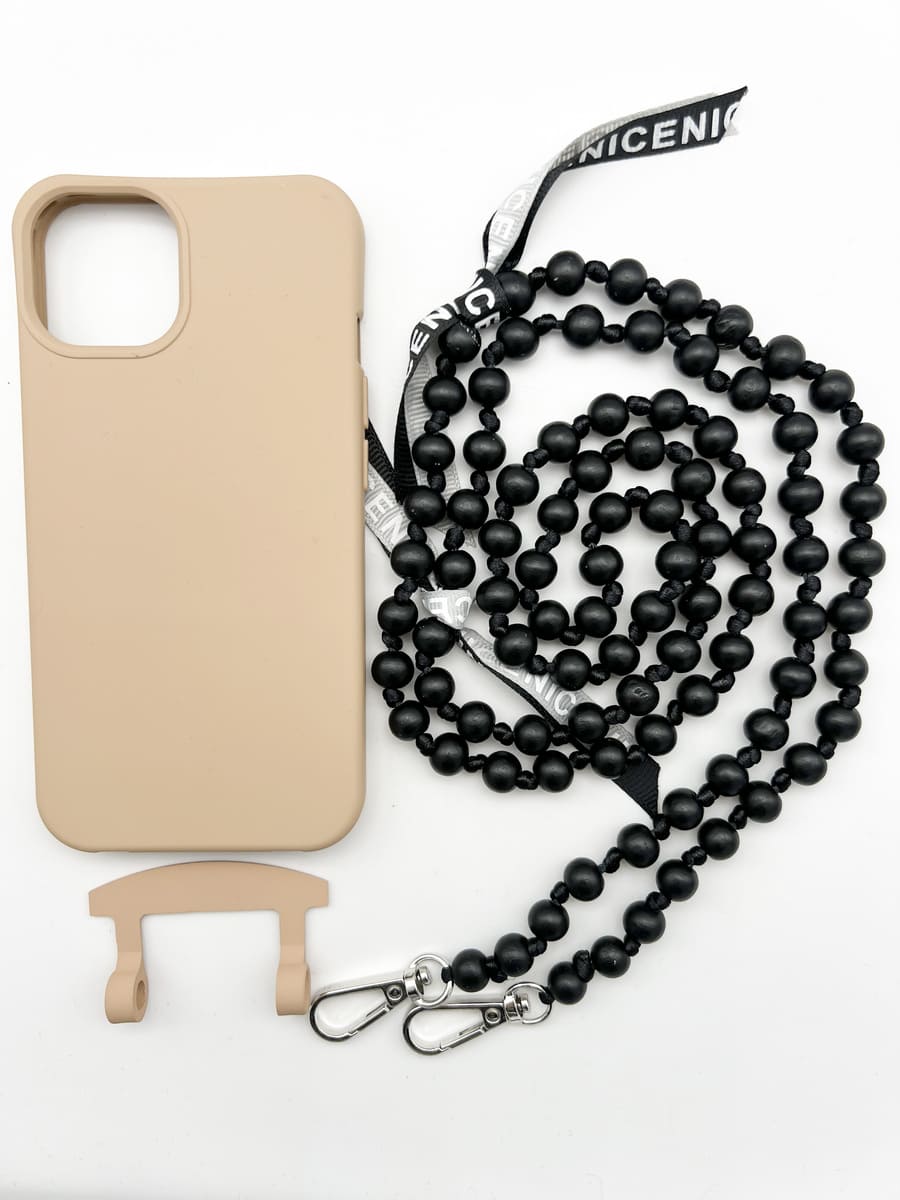 Set Handykette IBIZA BLACK mit Hülle TOFFEE für iPhone