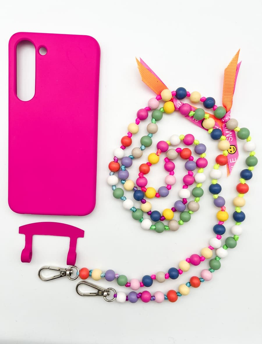 Set Handykette IBIZA BUNT mit Hülle HOT PINK für Samsung