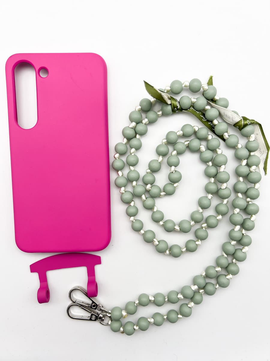 Set Handykette IBIZA GREEN mit Hülle HOT PINK für Samsung