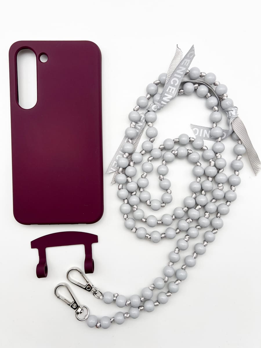 Set Handykette IBIZA GREY mit Hülle BERRY für Samsung