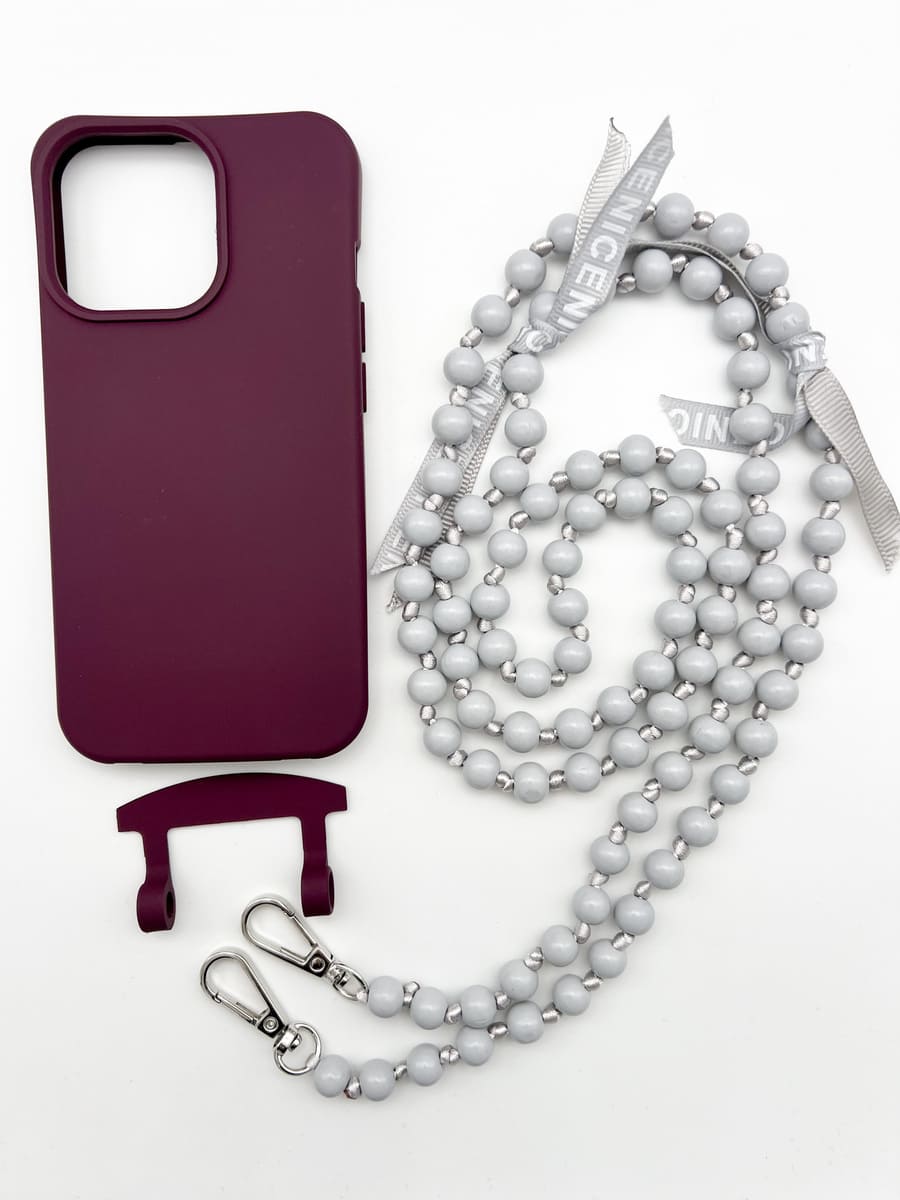 Set Handykette IBIZA GREY mit Hülle BERRY für iPhone