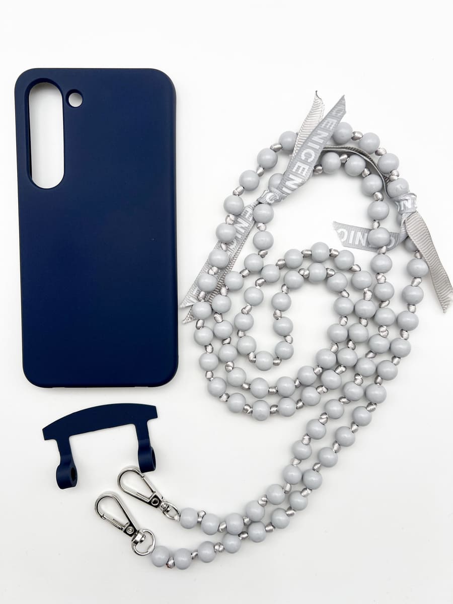 Set Handykette IBIZA GREY mit Hülle NAVY für Samsung