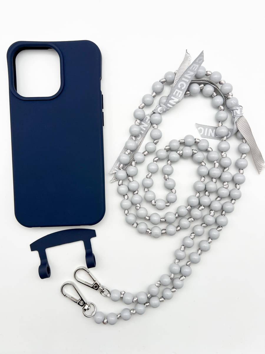 Set Handykette IBIZA GREY mit Hülle NAVY für iPhone