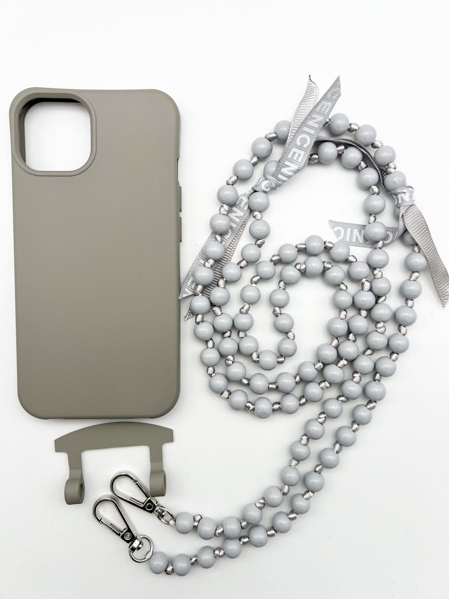 Set Handykette IBIZA GREY mit Hülle STONE für iPhone