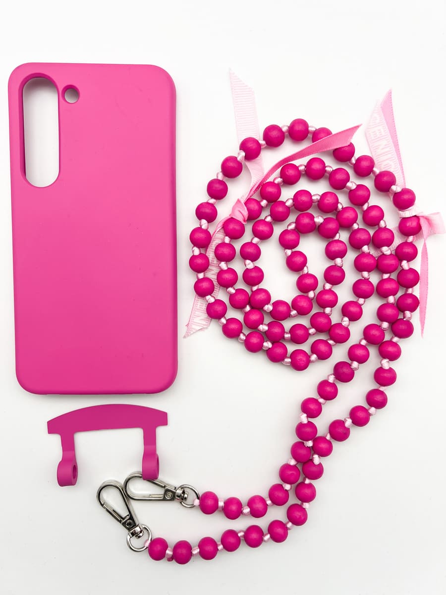 Set Handykette IBIZA PINK mit Hülle HOT PINK für Samsung