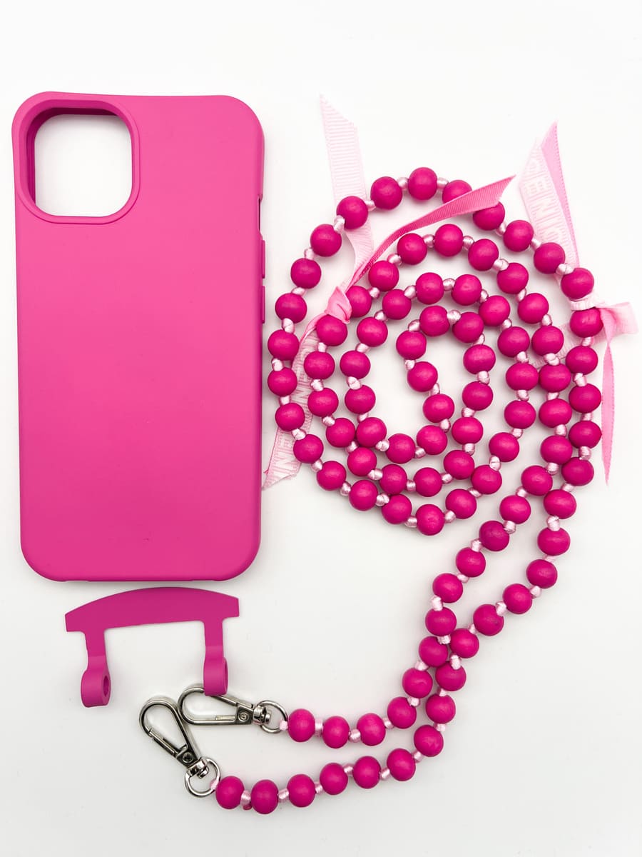 Set Handykette IBIZA PINK mit Hülle HOT PINK für iPhone