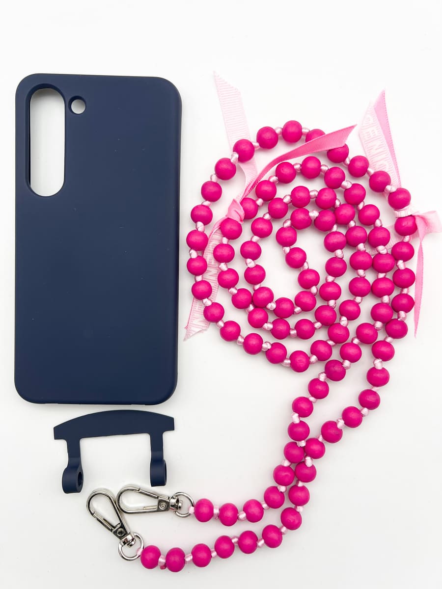 Set Handykette IBIZA PINK mit Hülle NAVY für Samsung