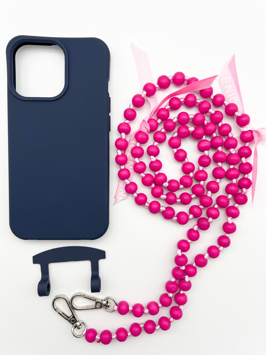 Set Handykette IBIZA PINK mit Hülle NAVY für iPhone