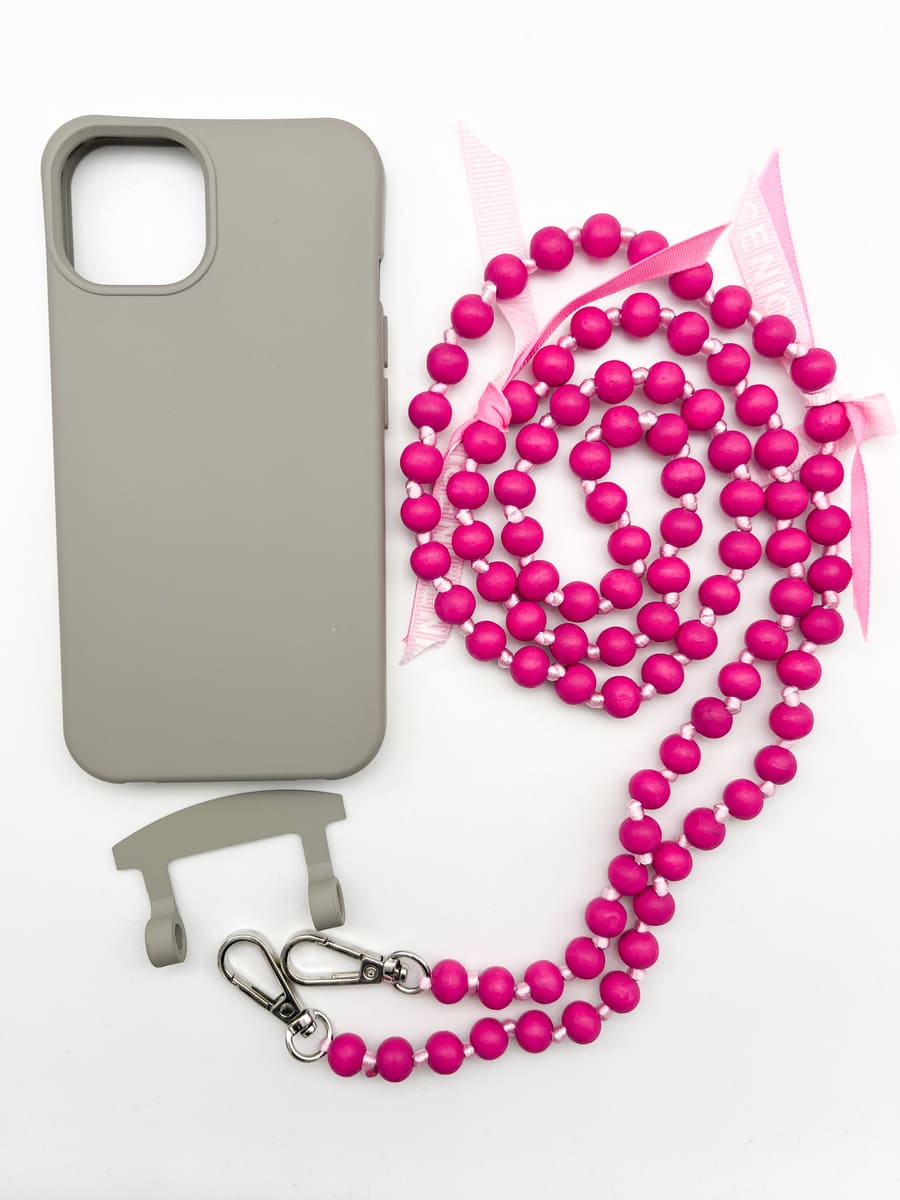 Set Handykette IBIZA PINK mit Hülle STONE für iPhone