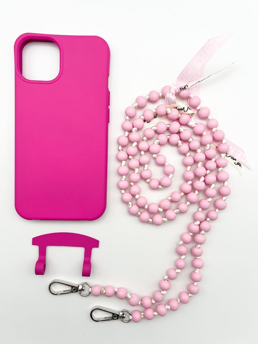 Set Handykette IBIZA ROSE mit Hülle HOT PINK für iPhone