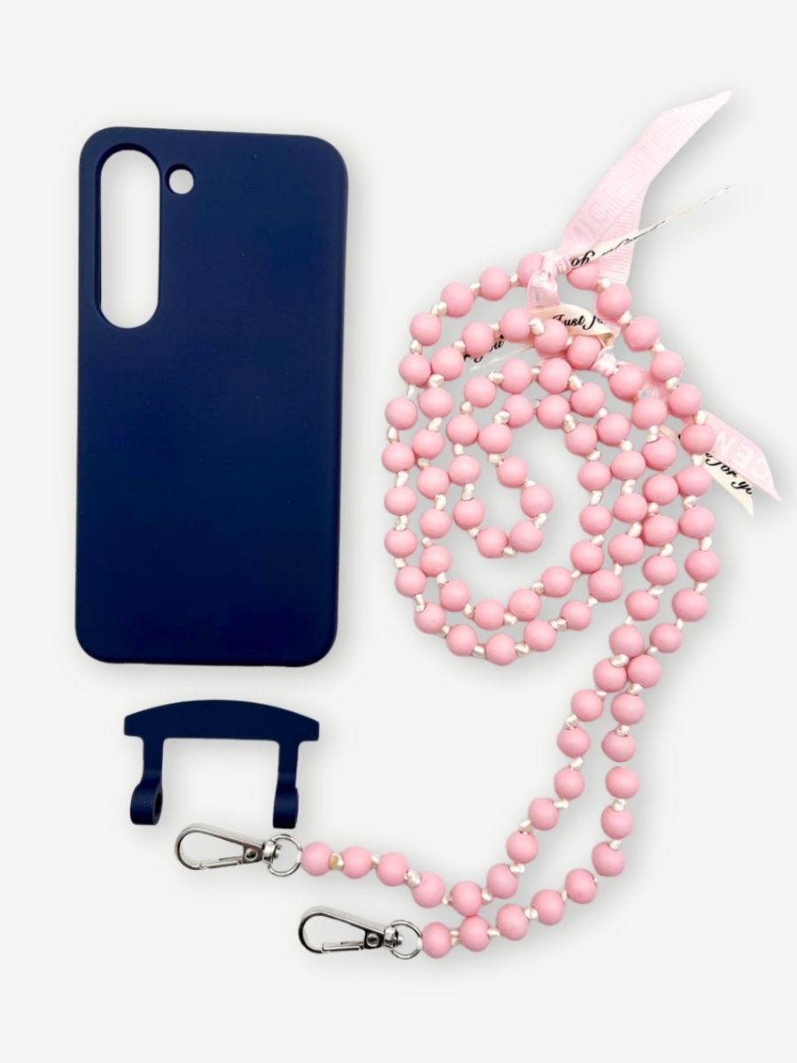 Set Handykette IBIZA ROSE mit Hülle NAVY für Samsung