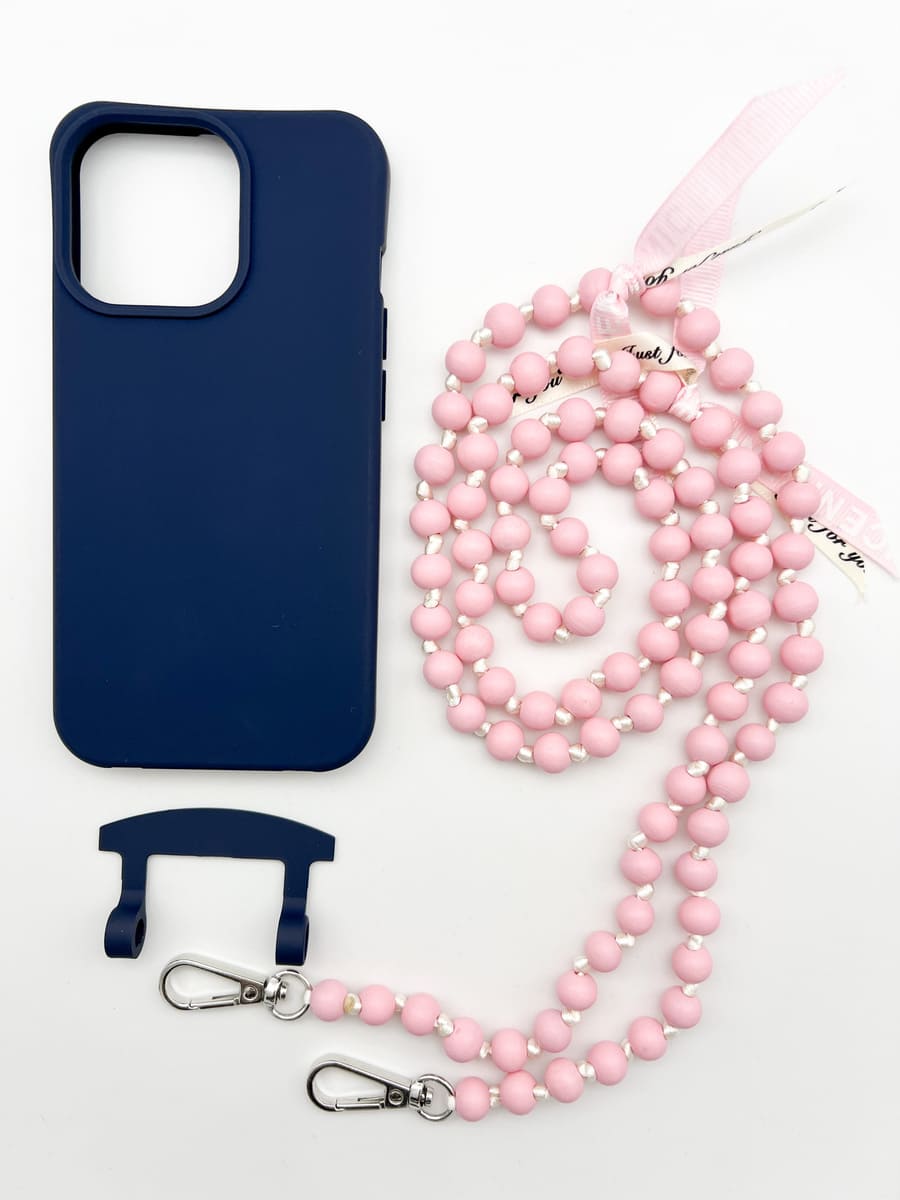 Set Handykette IBIZA ROSE mit Hülle NAVY für iPhone