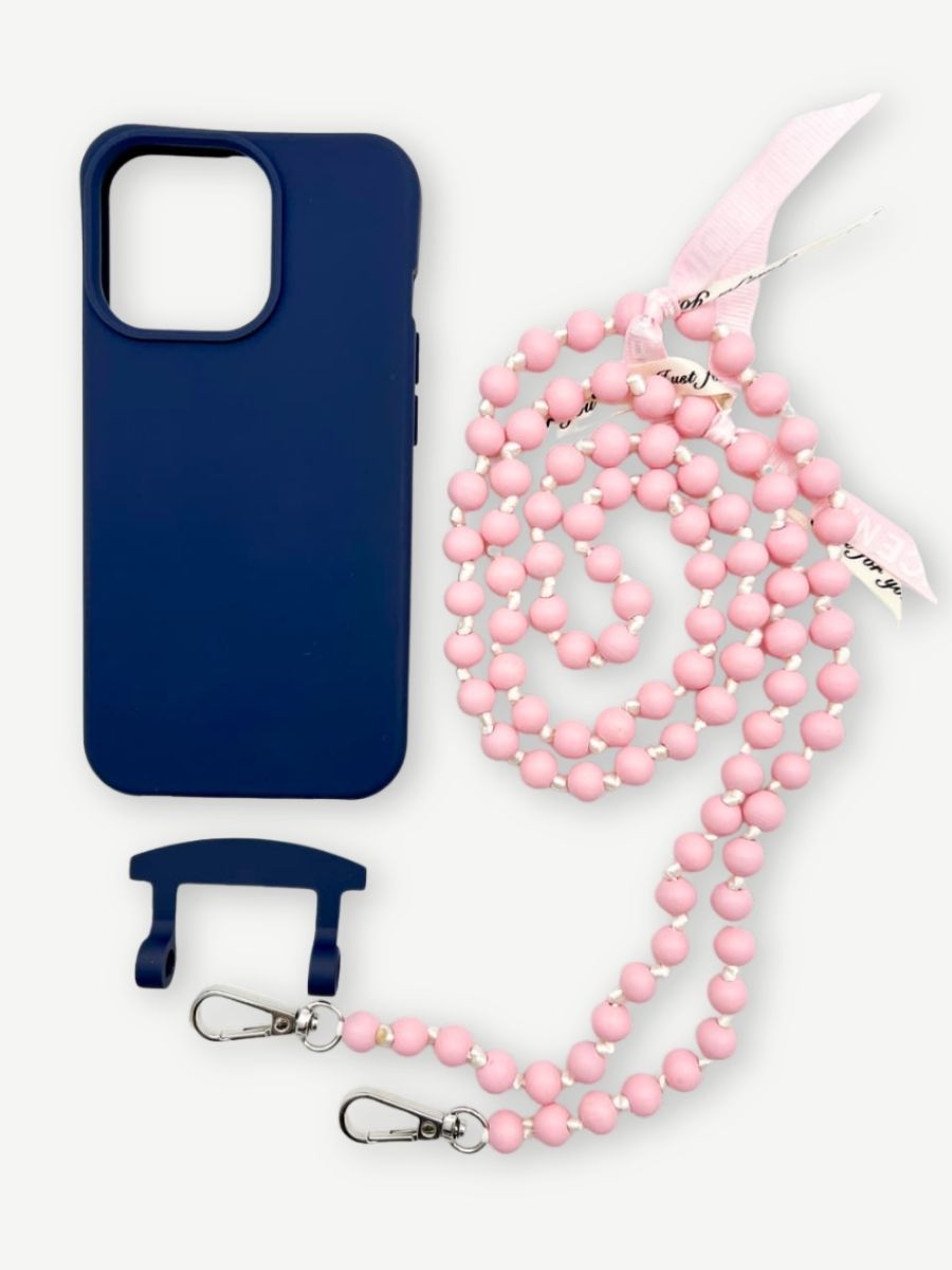 Set Handykette IBIZA ROSE mit Hülle NAVY für iPhone