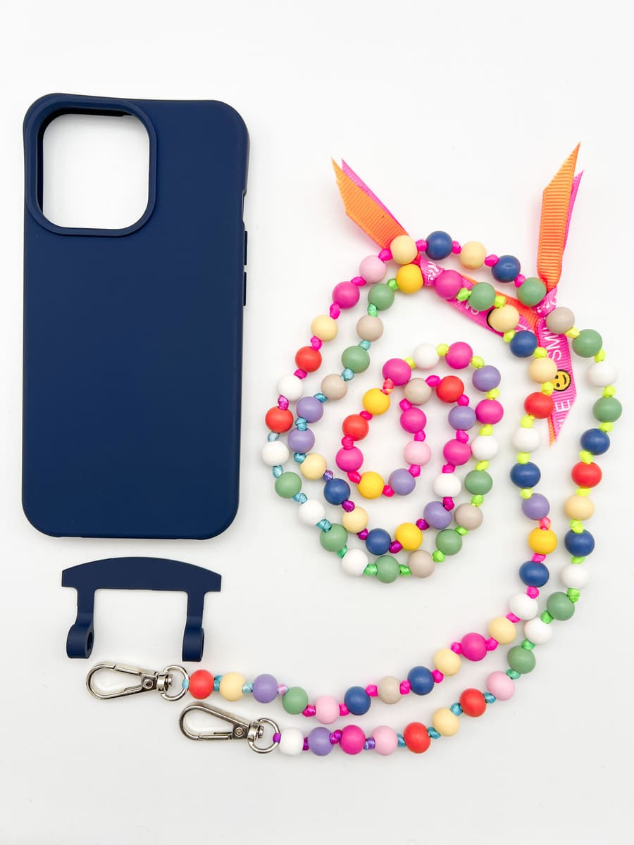 Set Handykette IBIZA bunt mit Hülle NAVY für iPhone