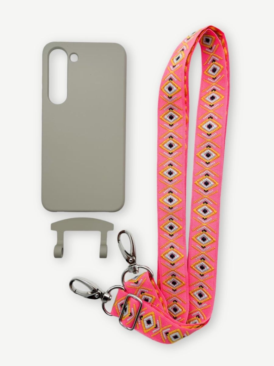 Set Handykette INCA PINK mit Hülle STONE für Samsung