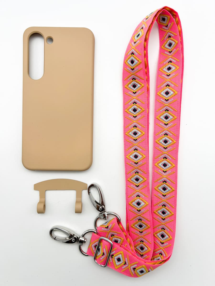 Set Handykette INCA PINK mit Hülle TOFFEE für Samsung