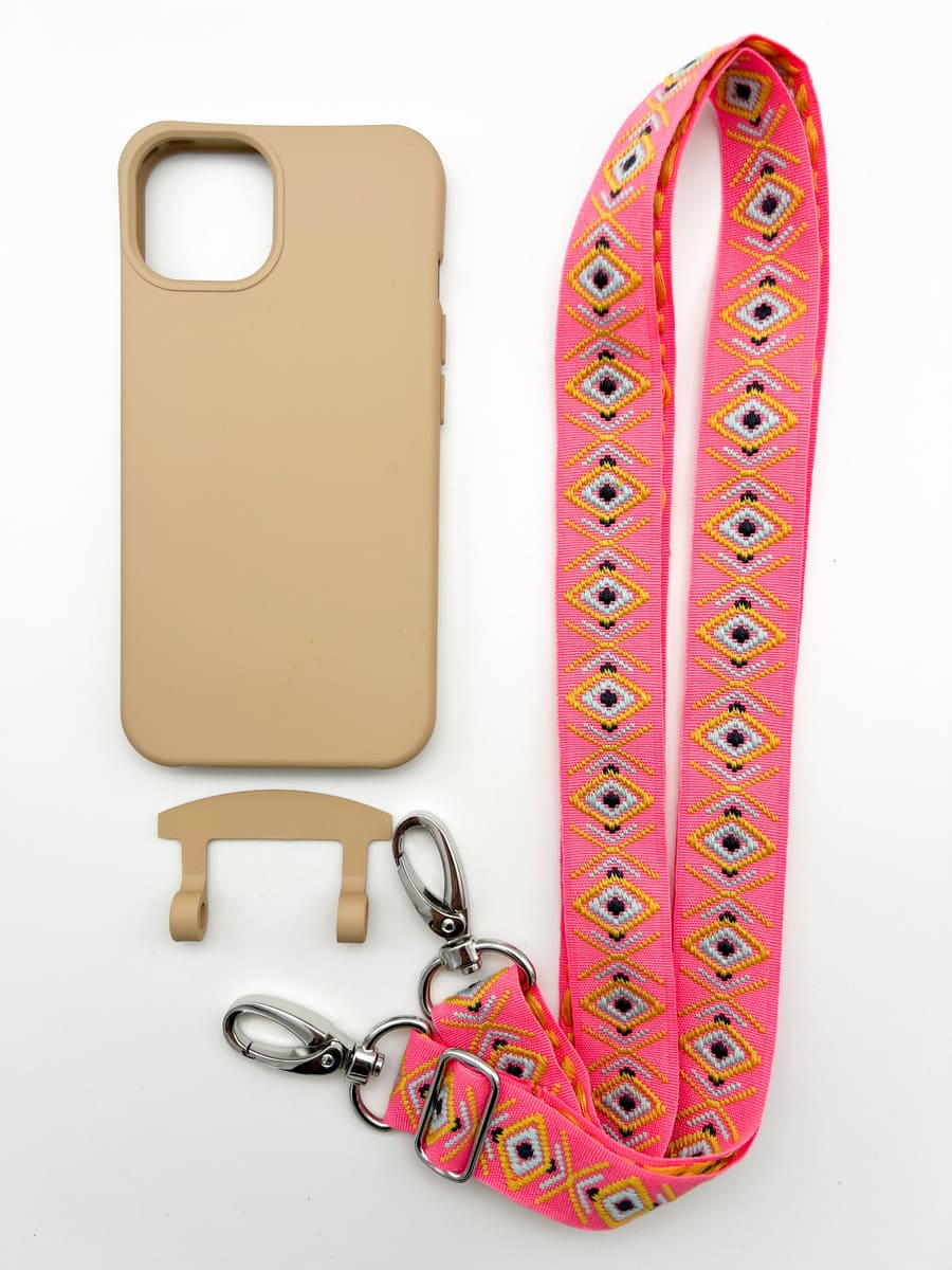 Set Handykette INCA PINK mit Hülle TOFFEE für iPhone