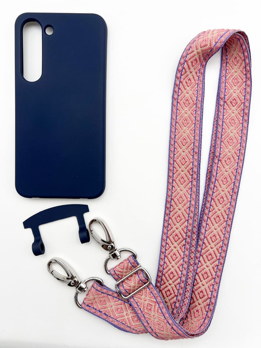 Set Handykette INCA ROSE mit Hülle NAVY für Samsung