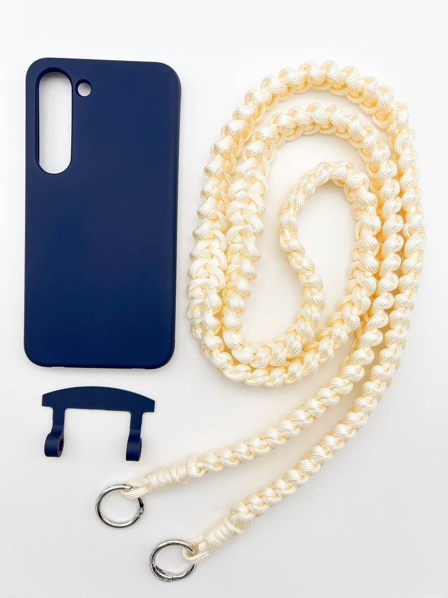 Set Handykette MARRAKESCH CREAM mit Hülle NAVY für Samsung