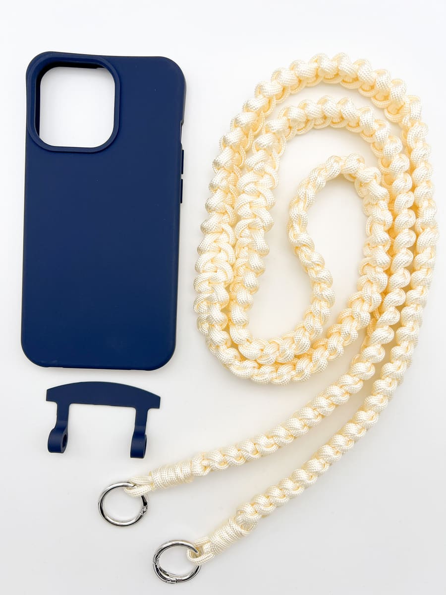 Set Handykette MARRAKESCH CREAM mit Hülle NAVY für iPhone