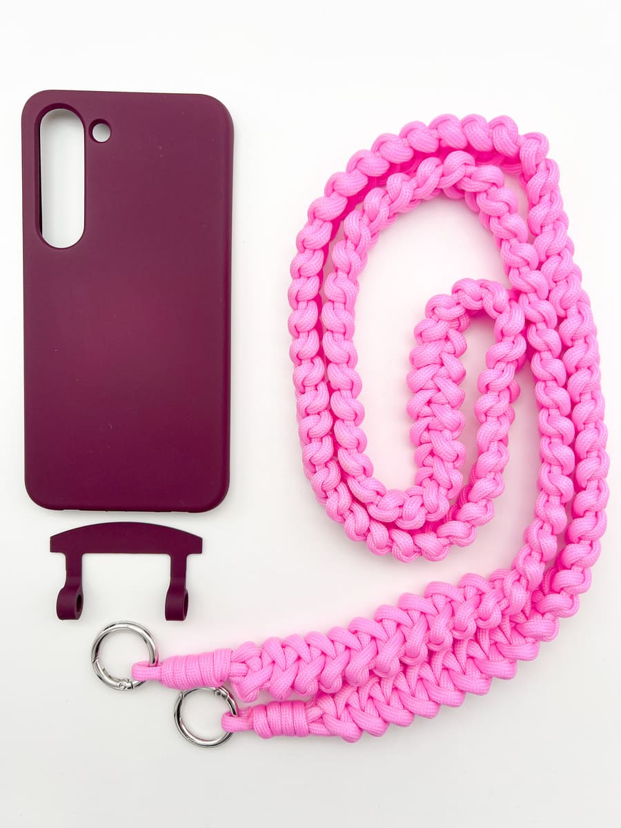 Set Handykette MARRAKESCH NEON PINK mit Hülle BERRY für Samsung