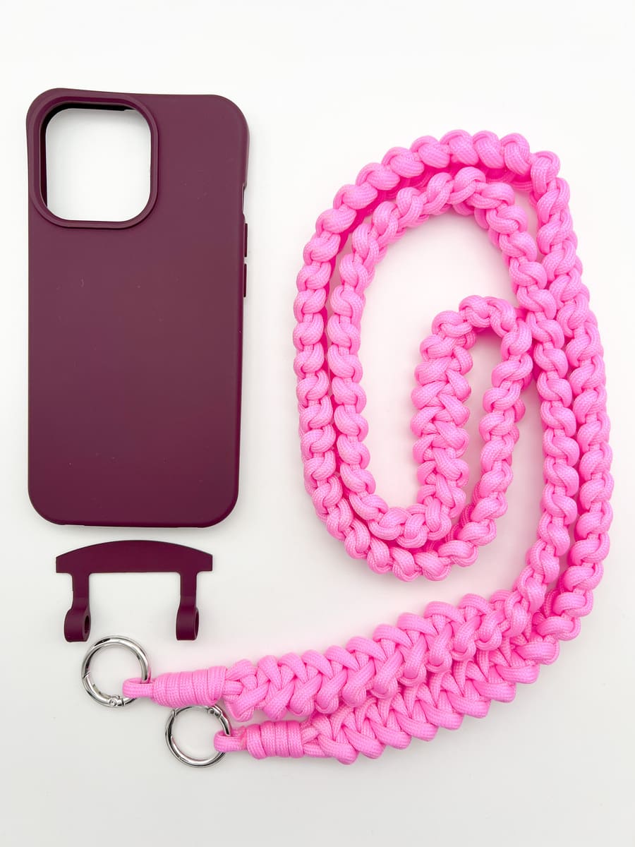 Set Handykette MARRAKESCH NEON PINK mit Hülle BERRY für iPhone