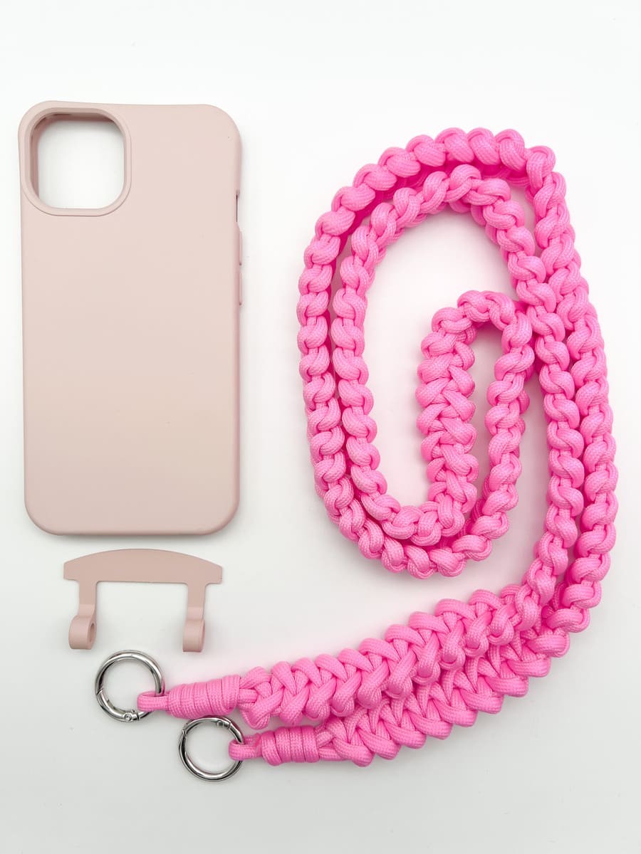 Set Handykette MARRAKESCH NEON PINK mit Hülle CANDY für iPhone