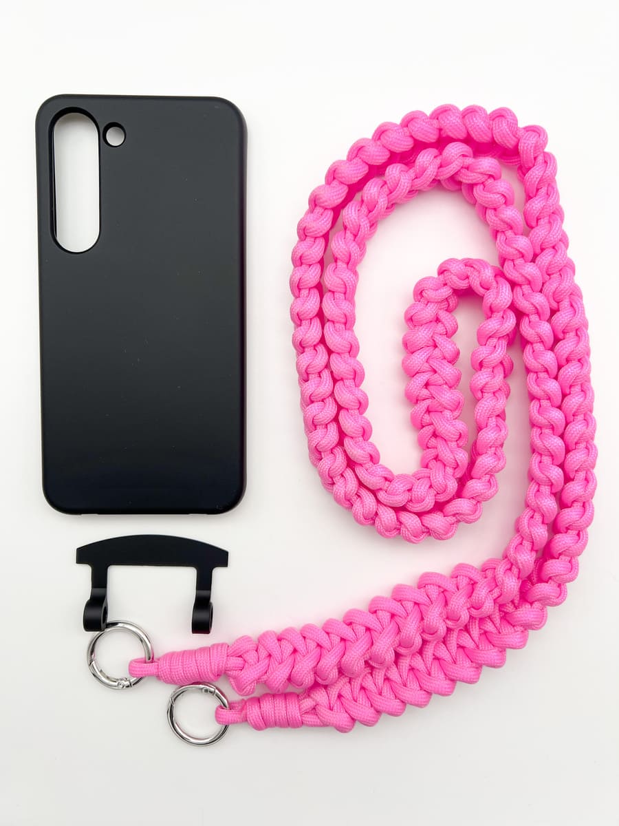 Set Handykette MARRAKESCH NEON PINK mit Hülle COAL für Samsung