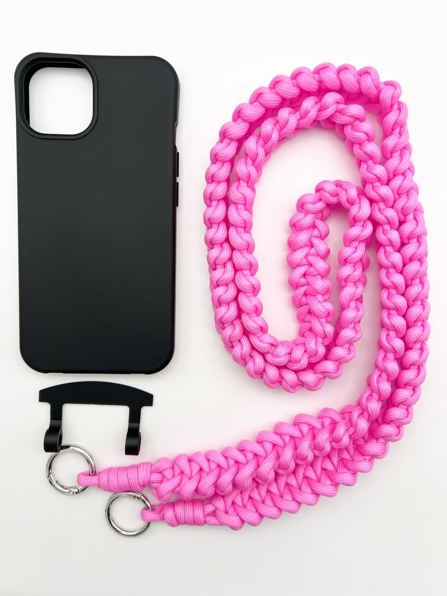 Set Handykette MARRAKESCH NEON PINK mit Hülle COAL für iPhone