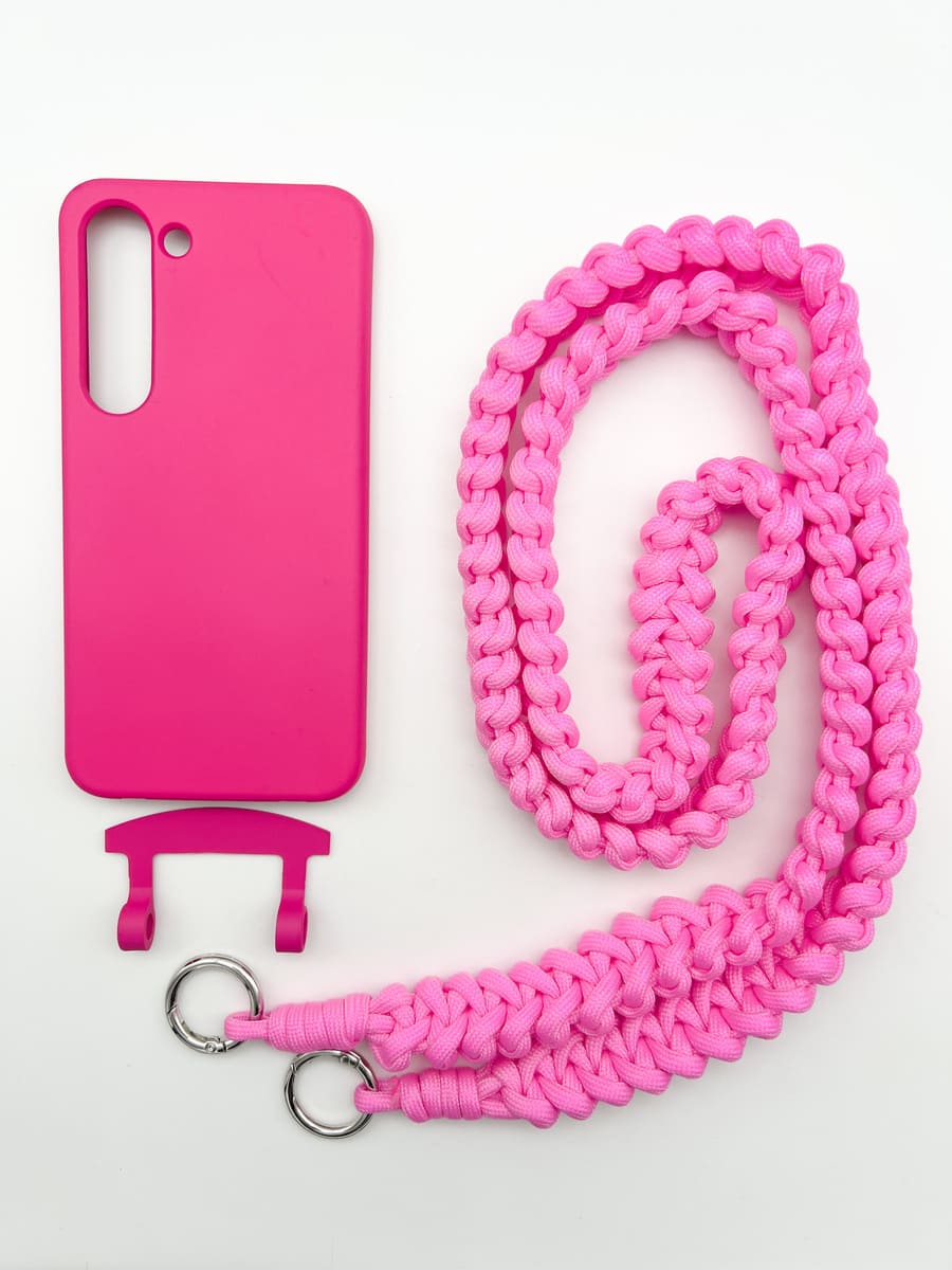 Set Handykette MARRAKESCH NEON PINK mit Hülle HOT PINK für Samsung