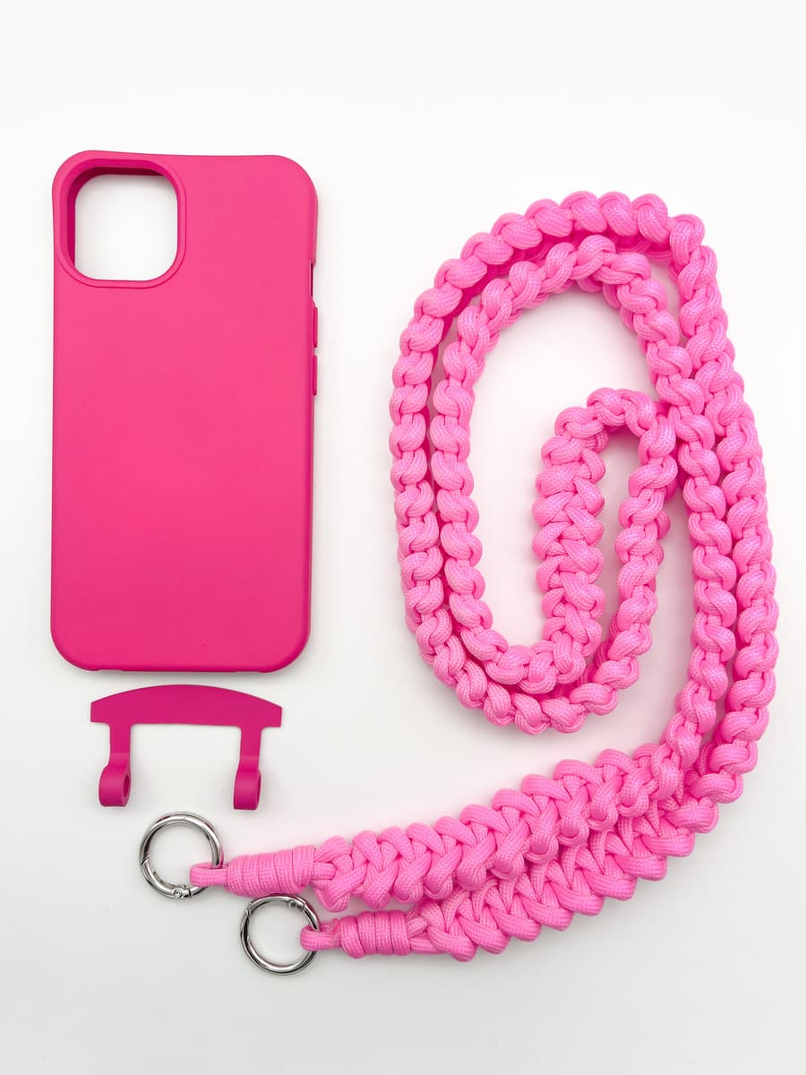 Set Handykette MARRAKESCH NEON PINK mit Hülle HOT PINK für iPhone