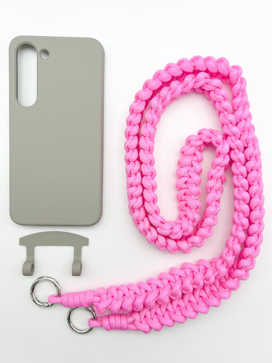 Set Handykette MARRAKESCH NEON PINK mit Hülle STONE für Samsung