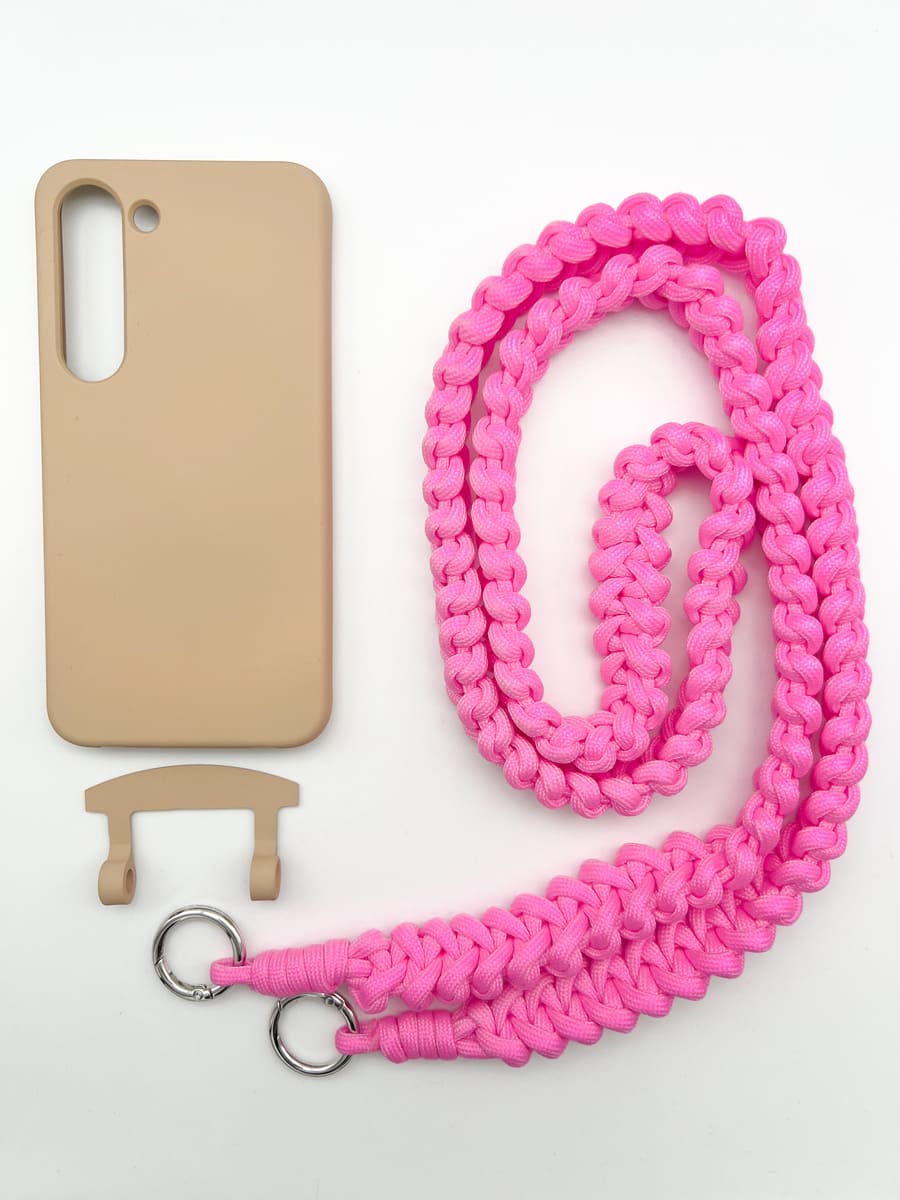 Set Handykette MARRAKESCH NEON PINK mit Hülle TOFFEE für Samsung